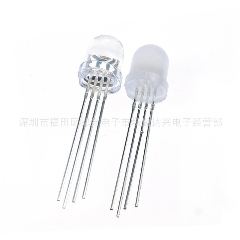 8mm雾状共阳全彩透明共阴三色RGB圆头F8四脚直插LED灯珠发光二极