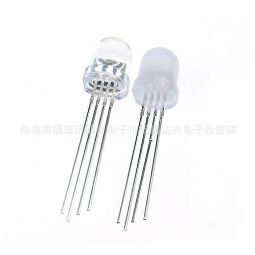 8mm雾状共阳全彩透明共阴三色RGB圆头F8四脚直插LED灯珠发光二极