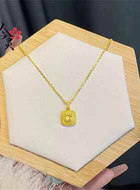 金店同款久不掉色不过敏甜蜜超闪金色小方糖锆石项链闺蜜礼物