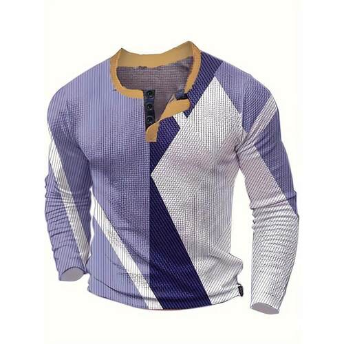 E 59827 Men's casual round neck henley shirt 士休闲圆领亨