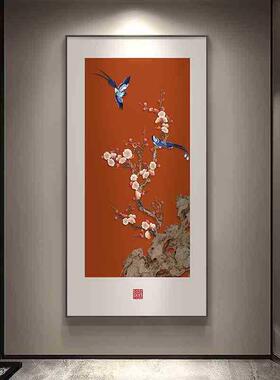 新款直销喜气盈门玄关装饰画新中式入户正对门挂画红色寓意好走廊