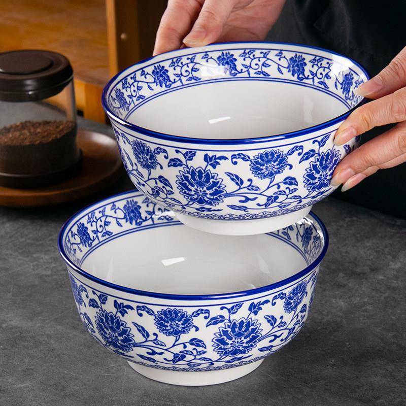 陶瓷餐具汤面碗高温青花瓷兰州拉面碗釉下彩油泼面碗汤碗螺蛳粉碗