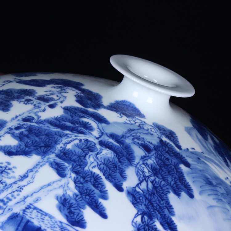 扁收藏山水陶瓷工艺品瓶批发青花釉 大号花瓶装饰品下手绘彩家居