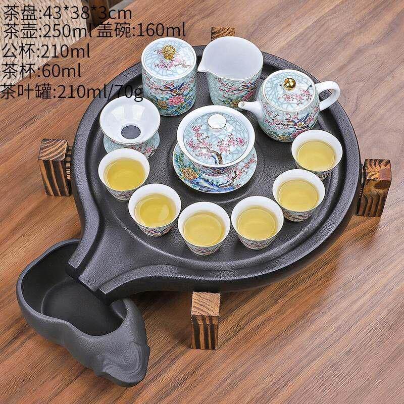 豪峰紫砂自动茶具套装家用功夫陶瓷茶壶石磨茶盘茶道茶台一体配件