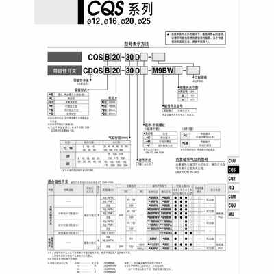 CQSB气缸CDQSB12-10D/5D/15D/20D/25D/16/25/50/30D/35DC/40DC DM