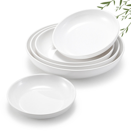 密胺盘子深盘塑料圆盘仿瓷餐厅餐具商用圆形白色浅口汤盘菜盘餐盘