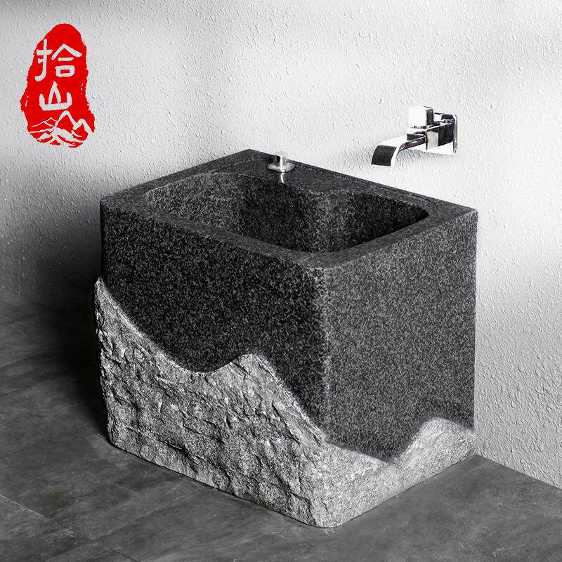 室外石材墩布池家用阳台简约石头拖把池盆户外庭院整石拖布池水槽