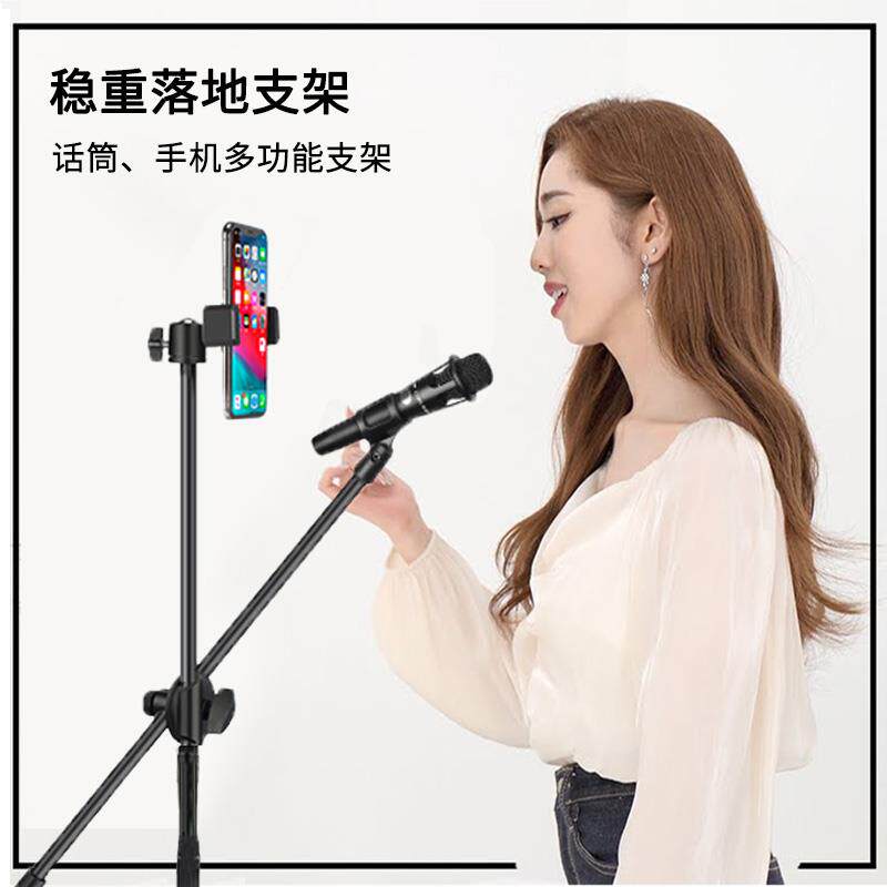落地式麦克风话筒支架成人儿童直播演出户外K歌手机一体三脚架子