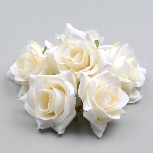 50PCS/5CM White Rose bud Artificial Silk Flowers Head For Ho