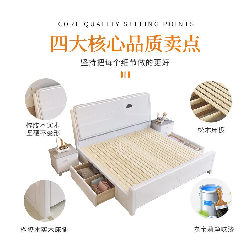 现简约床主1.8米双人床1.5米气BFY压卧储物床白色实床家用结木婚