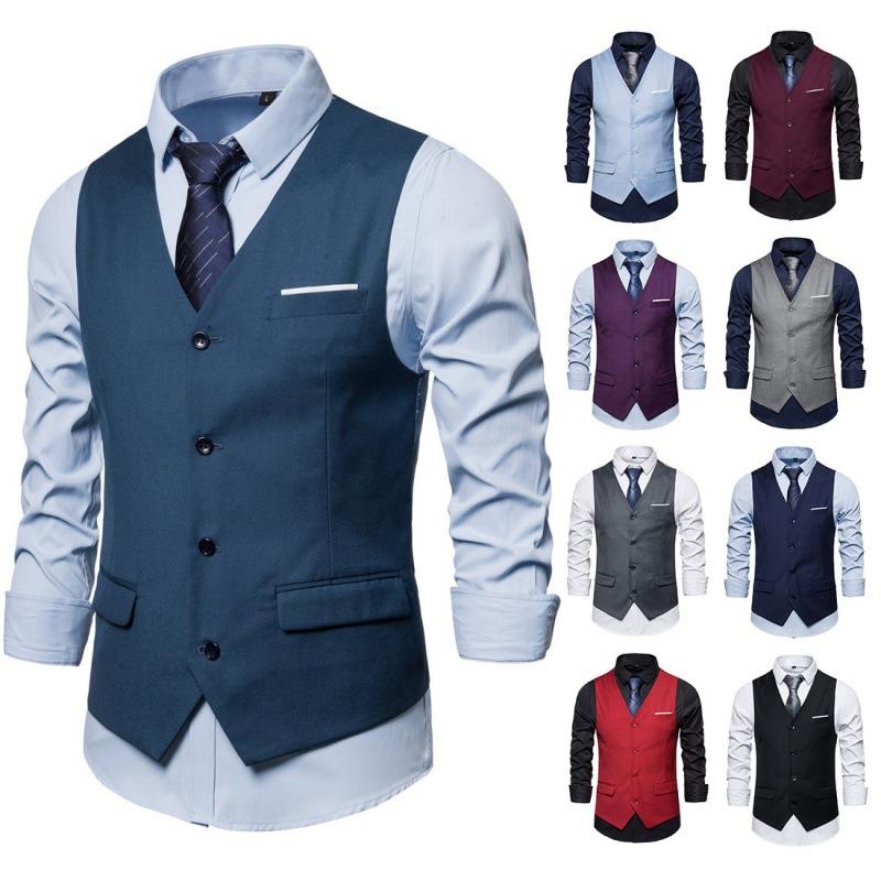 Color Business Mens Large Vest Size Vest Casual Breasted