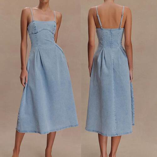 Women's strapless sleeveless denim camisole dress