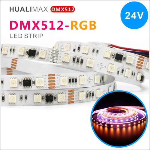 5050RGB幻彩灯带DMX512可编程像素软灯条60灯炫彩跑马柔性灯条24V