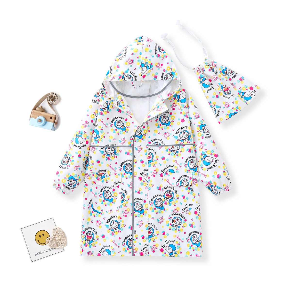 高品质哆啦机器猫儿童雨衣 男童女童宝宝幼儿学生户外防水雨披