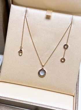 公价1.58万】99新宝格丽圆饼双面白色贝母项链女款350553正品二手