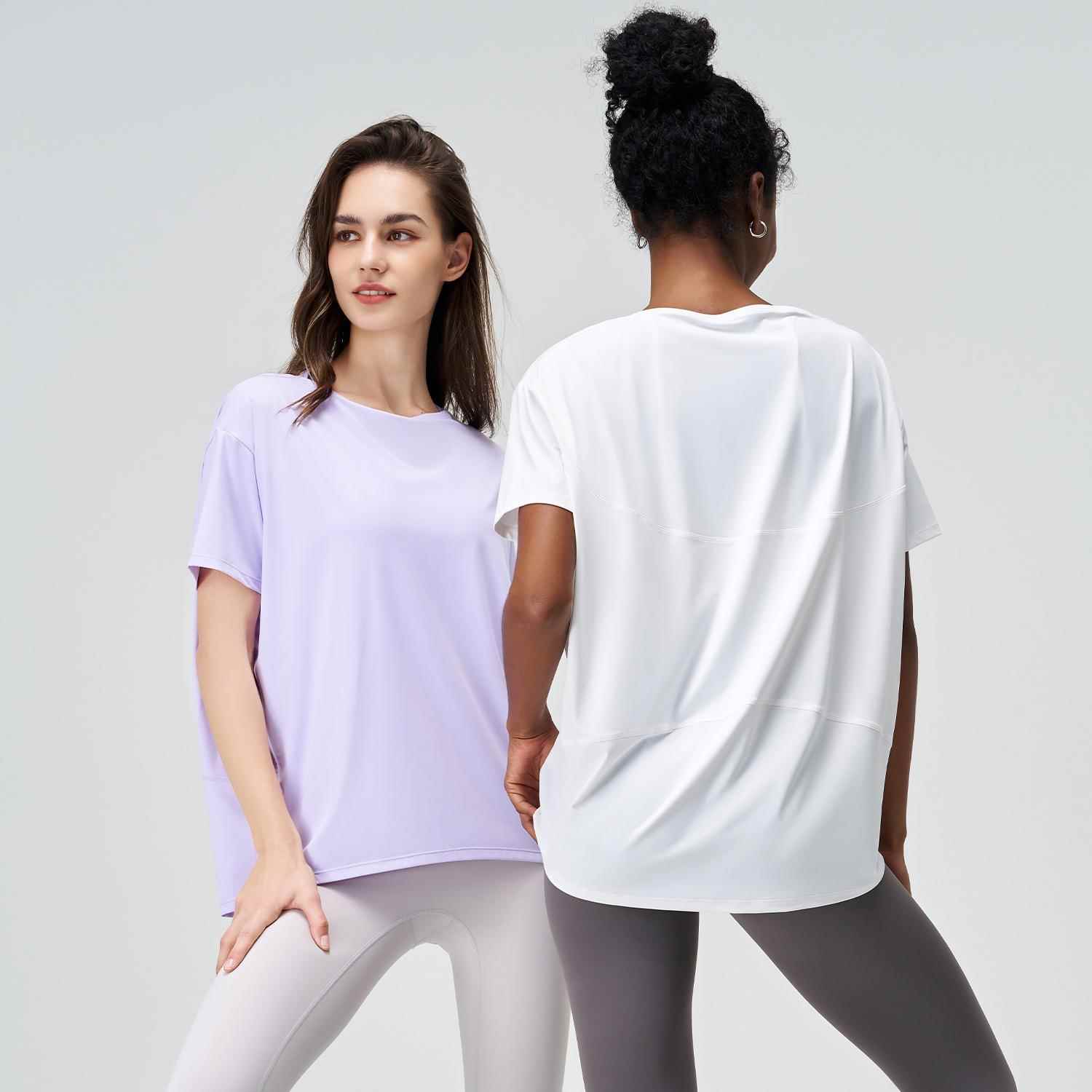 round fitness short-sleeved Loose neck sports yoga running