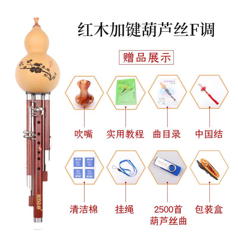 正品孔葫芦丝加两键七c调b调f调g调专业演奏型成人黑檀木红降管木