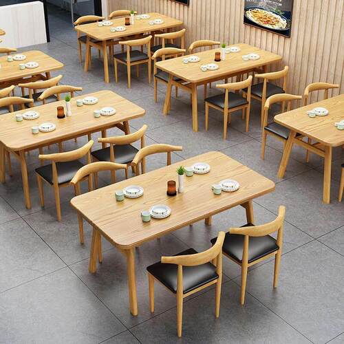 北欧餐桌椅现代简约铁艺经济型桌椅组合快餐店商用简易长方形桌子