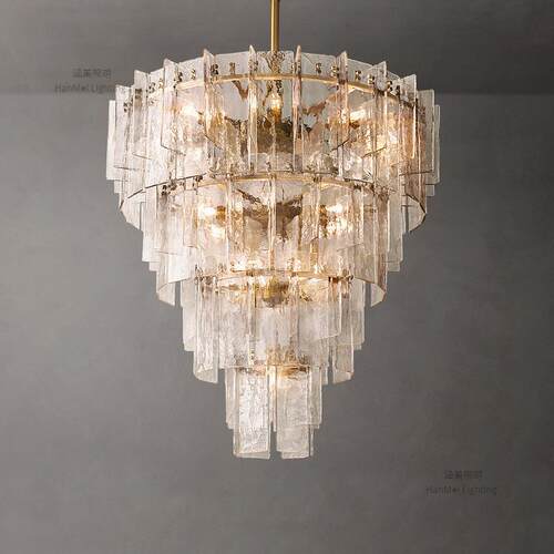 RH后现代美式玻璃吊灯客厅主灯现代简约大气家用餐厅主卧室灯具