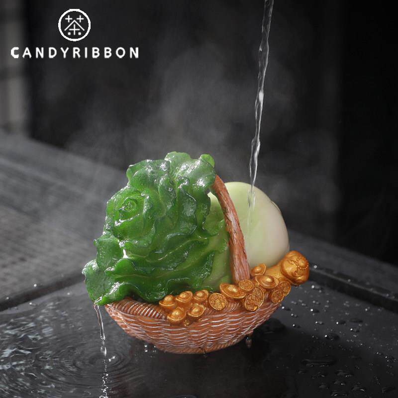 candyribbon招财白菜变色茶宠精品可养百财如意茶具摆件配件茶玩