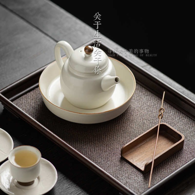 觅白闲逸壶陶瓷泡茶壶壶承套装功夫茶具家用创意单壶冲泡壶带过滤