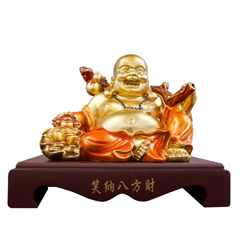 笑纳八方财弥勒佛佛像财摆件招家大树肚用笑佛供奉客厅装6502.6饰