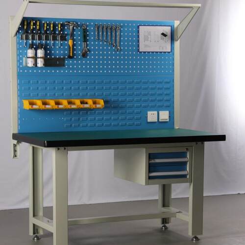 重型车间工作台带挂板钳工工作台天津厂家工位装备吊柜工作桌