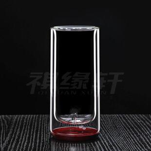 祺缘轩耐高温双层隔热玻璃杯木底防烫杯个人饮水杯家用多功能杯
