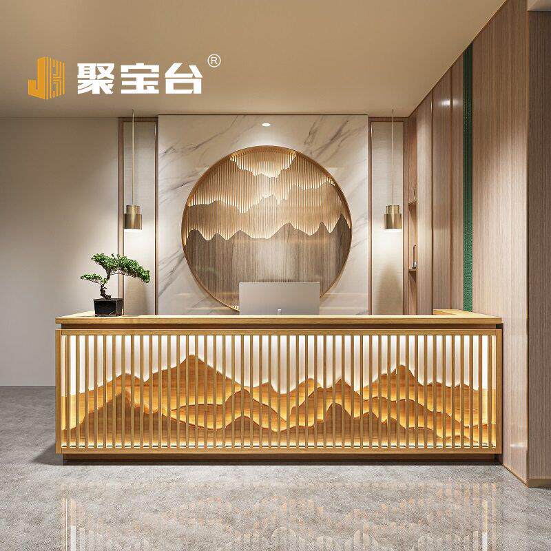 聚宝台新中式复古饭店收银柜台饭厅民宿接待台中国风吧台古风前台