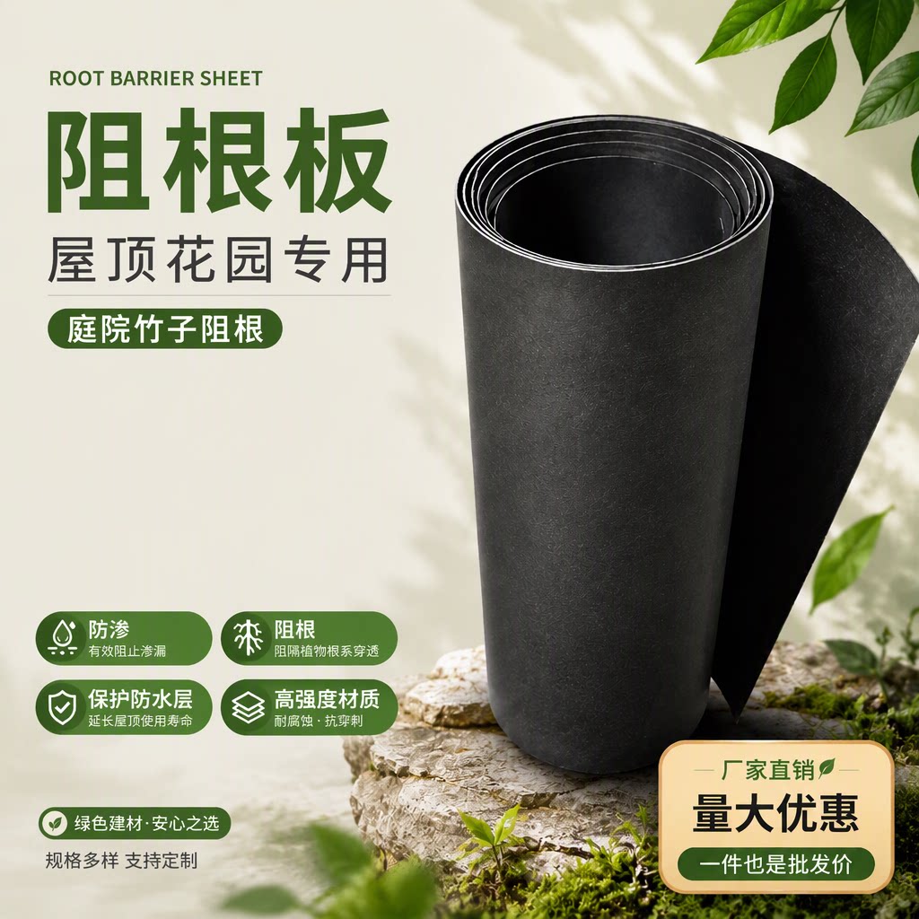 庭院竹子阻根板屋顶花园花池种菜隔根层HDPE耐根防穿刺防渗膜