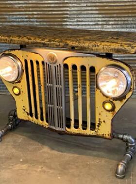 跨境新款车灯摆件 树脂装饰品仿真车模仿生锈做旧 庭院美式装修