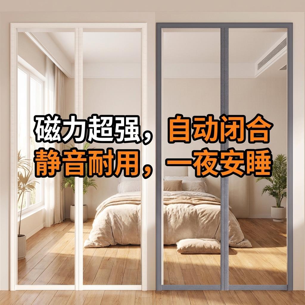 纱窗门帘防蚊磁铁免安装魔术贴自粘免打孔磁性防蚊门帘2026新款图片