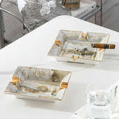 欧式 饰摆件 陶瓷雪茄烟灰缸高级感轻奢高档创意家用客厅大号酒店装