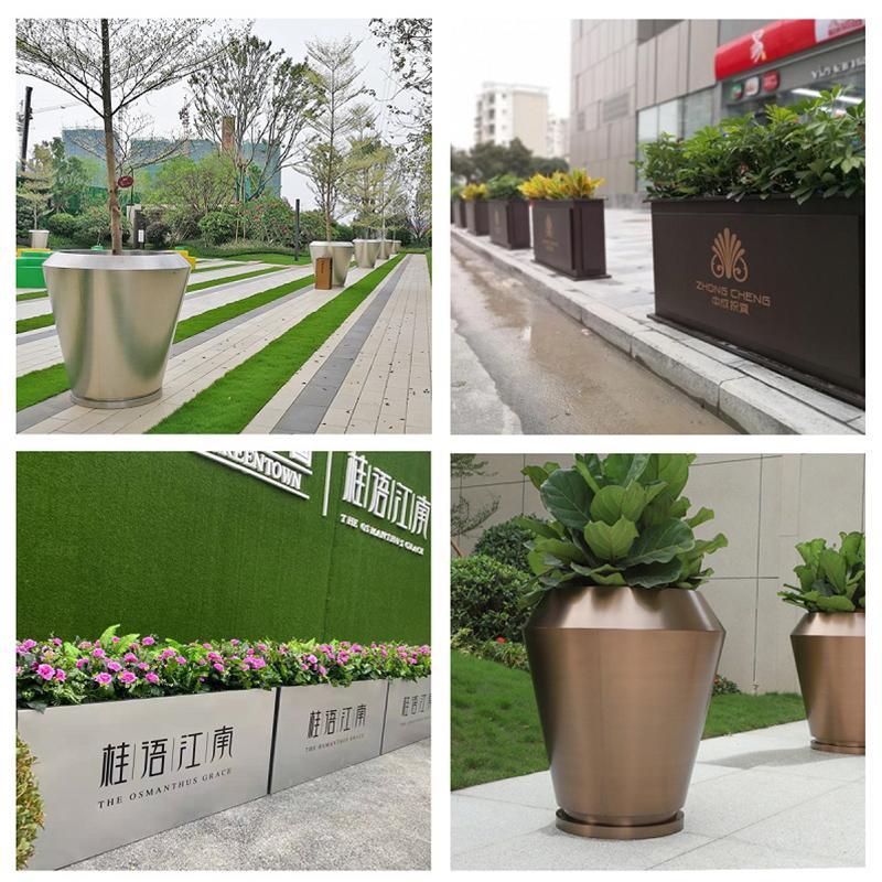户外不锈钢花箱铁艺围栏外摆花盆室内造景露台可移动花架金属成品
