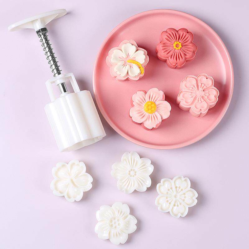 月饼模具新款绿豆糕点心辅食按压山药糕花烘焙手压式家用造型磨具