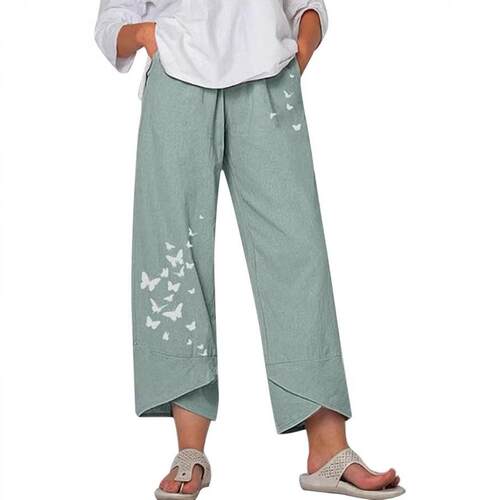 Spliced pocket cropped pants拼接口袋九分裤