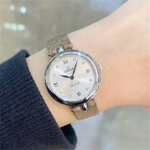 一口价9.8新欧米茄碟飞系列石英手表女士正品424.13.27.60.52.001