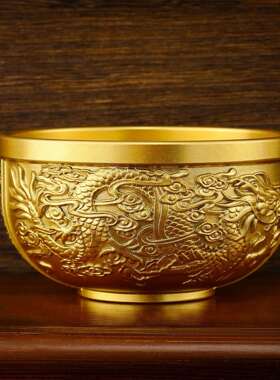 饭铜碗餐金具摆件铜筷子铜勺子套装碗家居铜H441C-7A家用碗摆现实