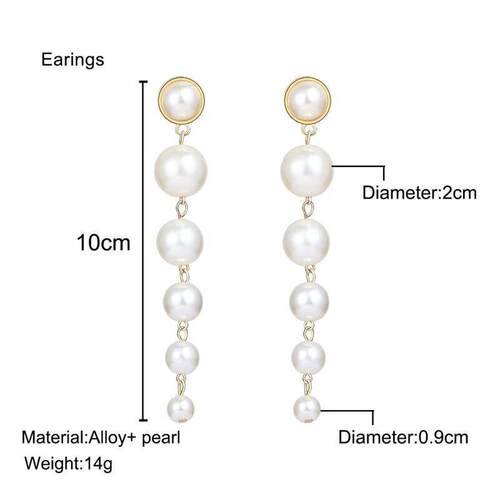 Fashion French Style Vintage Pearl Long Earrings人造珍珠耳环
