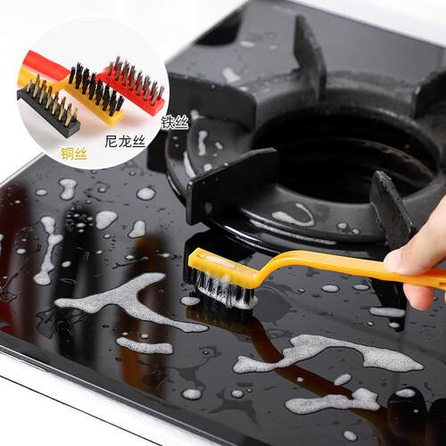 Set of 3 Japanese-style gas stove cleaning brushes - Kitchen