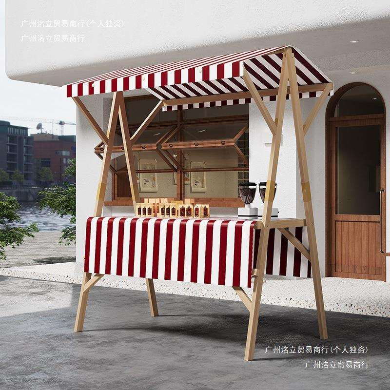 奶茶摆摊棚实木网红摊位展示架折叠桌子集市夜市促销移动花车