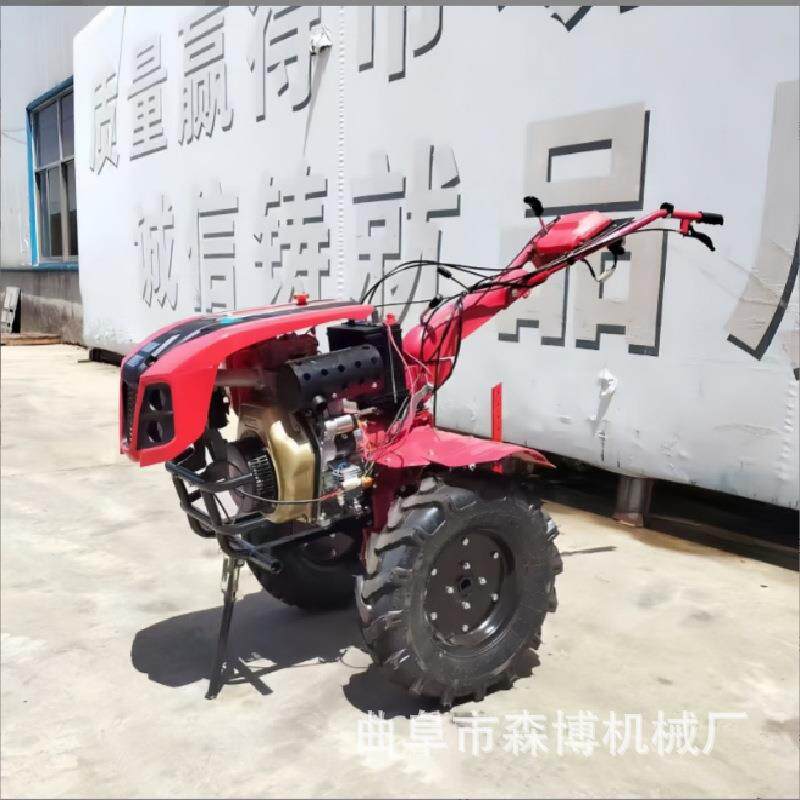 两驱大轮胎微耕机农用小型手扶旋耕机柴油电启动农耕打田开沟机
