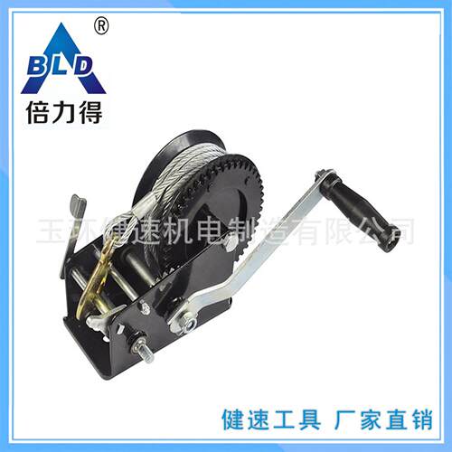 手动绞盘3000磅(lbs)双速配钢丝绳KC3000重磅绞盘卷扬机