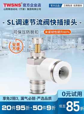 TWSNS台气山耐斯sl节流阀调速快速接头气可调JSC/4/6/8/10/12/14