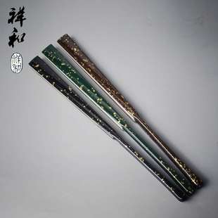 大漆器藝竹子折扇復古非遺中國風灑金手工文玩香妃梅蘇宣紙人名家