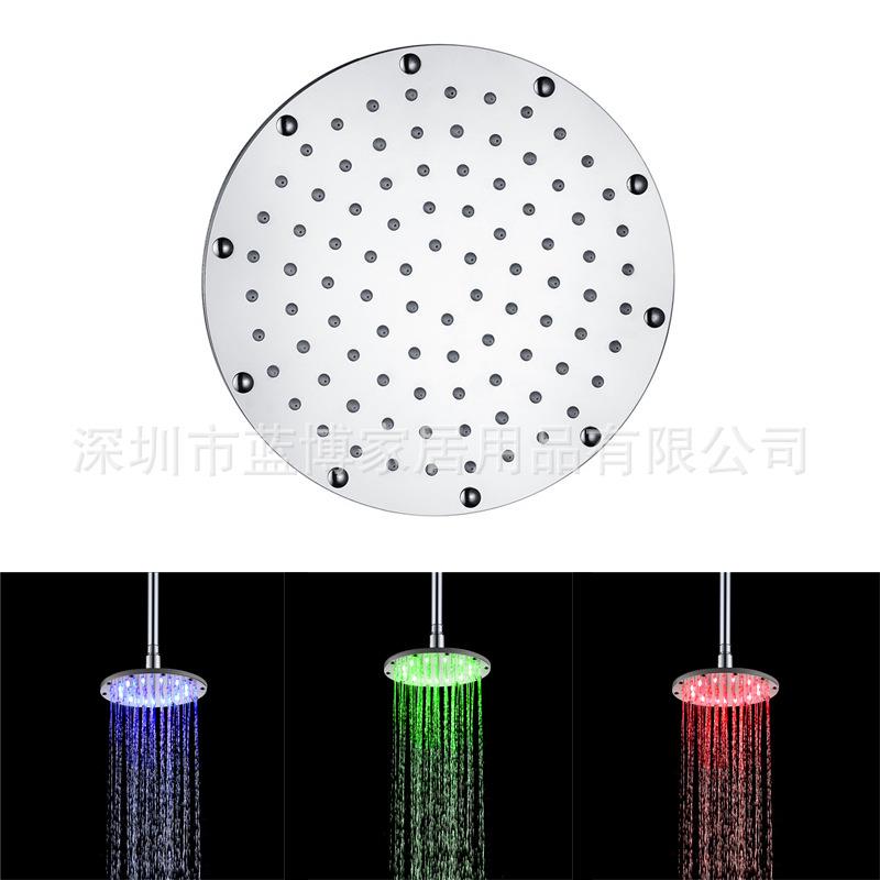 10寸新款变色D顶喷不锈钢LE喷七彩/感温三色8030-F5淋浴顶喷顶803