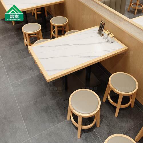 主题餐厅实木餐桌日料简餐店卡座沙发面馆米线店商用餐饮桌椅组合