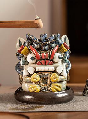 倒流香炉陶瓷貔貅摆件镇宅招财一对可爱国潮创意乔迁新居礼品实用