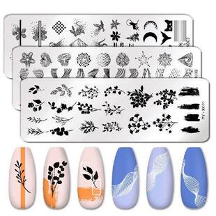 1Pcs Nail Stamping Plates Stainless Steel Marble Line Nail