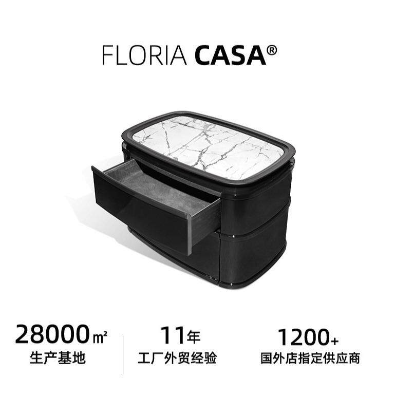 意式极简轻奢床头柜大理石面浅绿色烤漆椭圆后现代简约风卧室家具